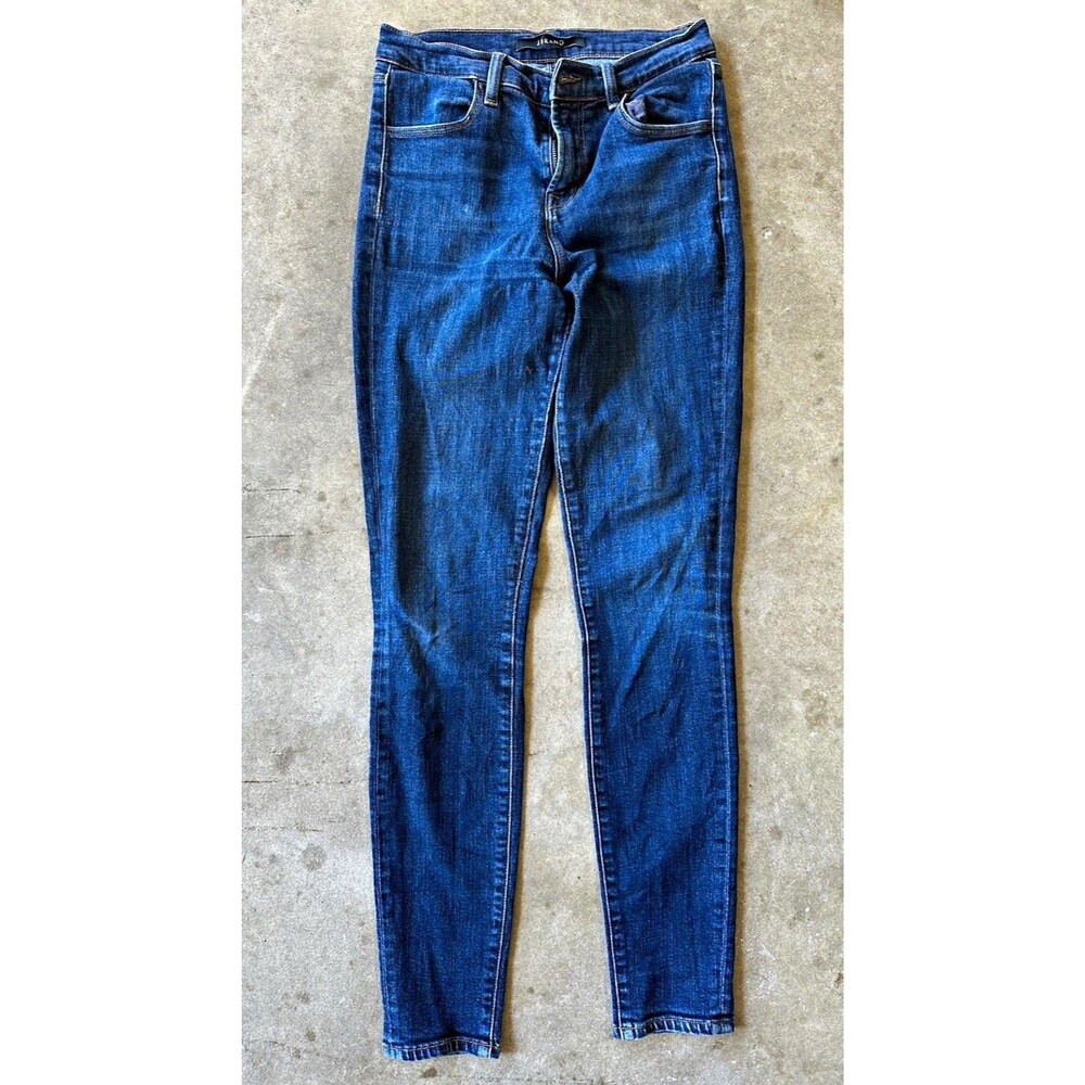 J Brand Women’s Dark Wash Blue Denim Skinny Jeans 26 Mid Rise 5-Pocket Logo